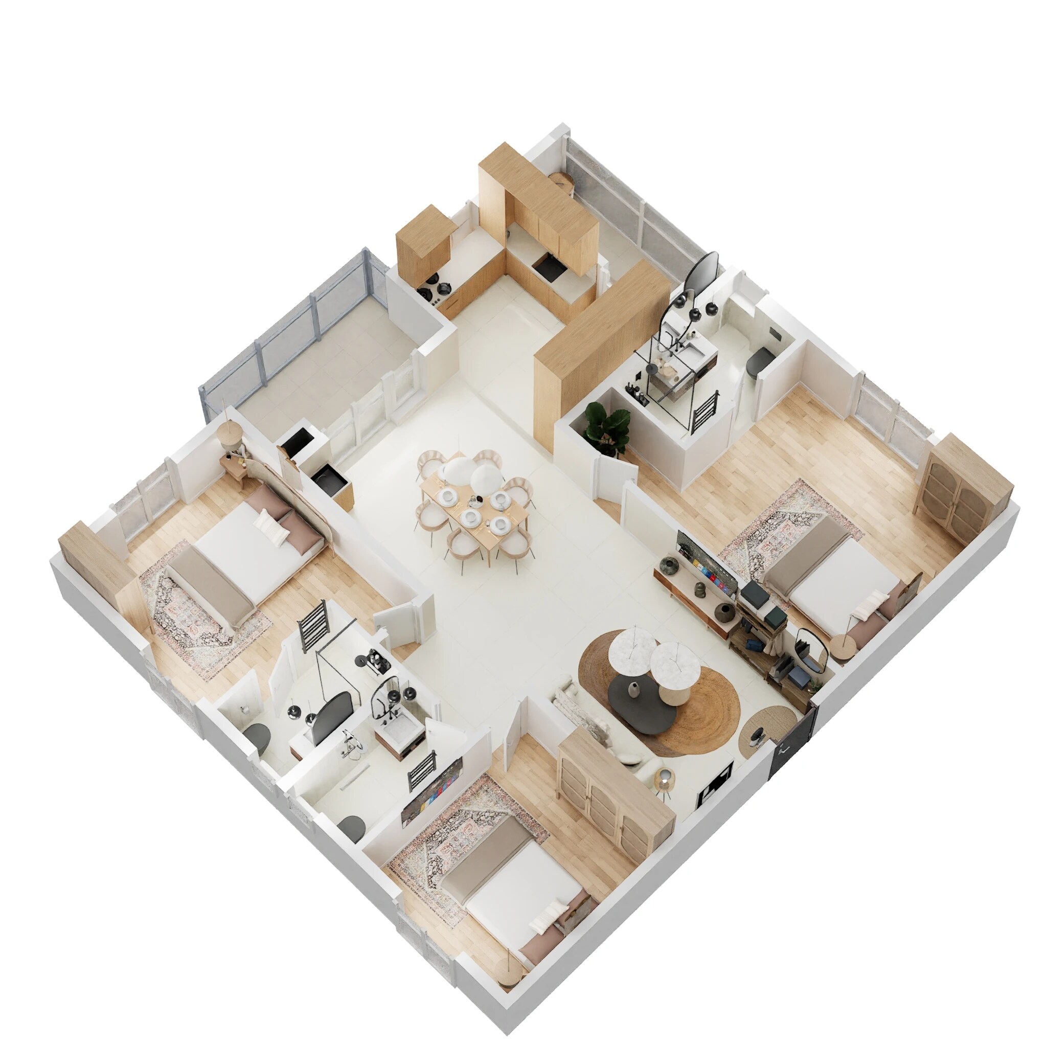 Floor plan of 3 BHK 1585 Sq. Ft. Apartment in Pavani Mirabilia, Bangalore