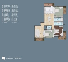 3 BHK 2240 Sq. Ft. Apartment in PCOC Lanai