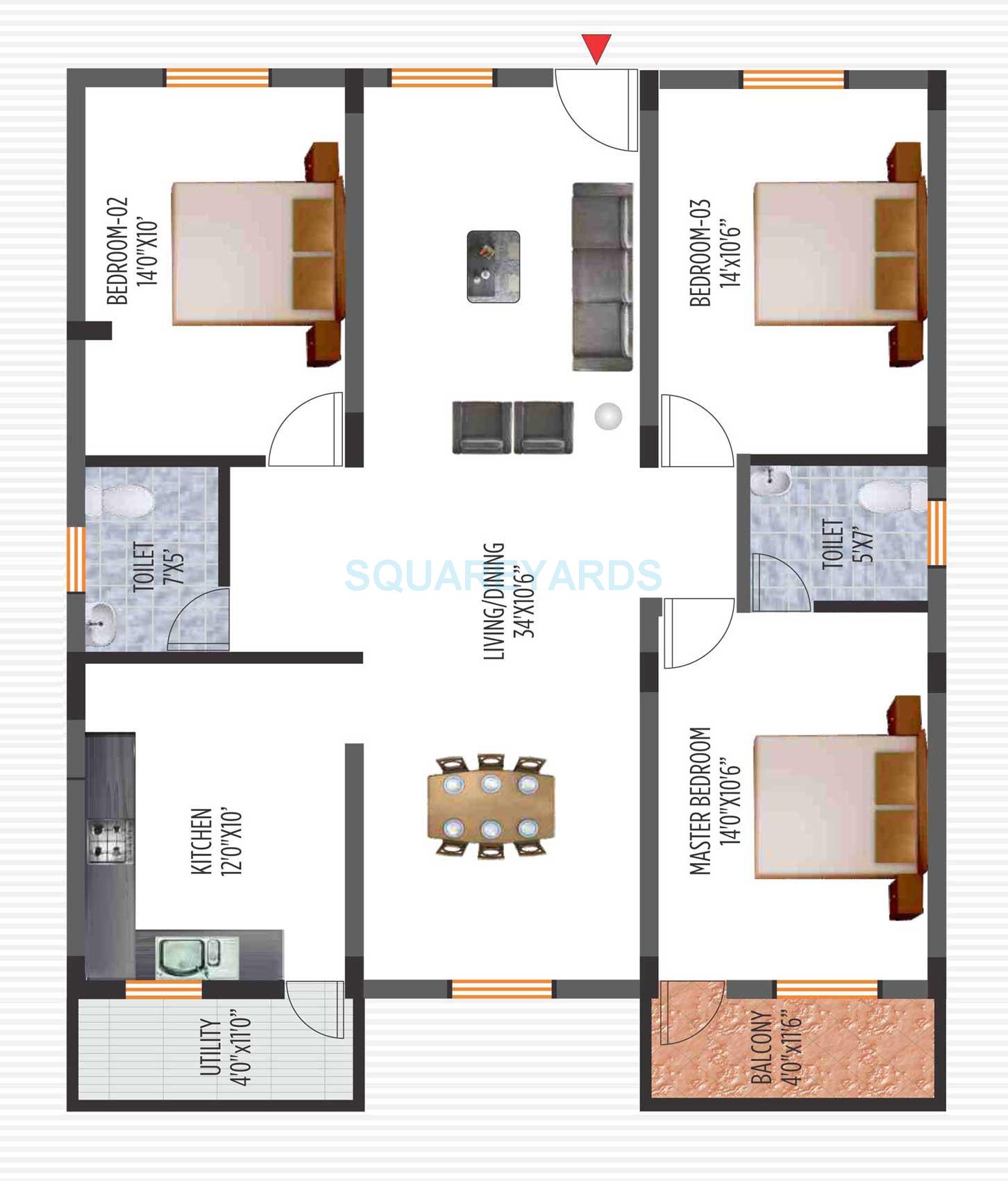 peninsula infra pinnacles apartment 3bhk 1450sqft1