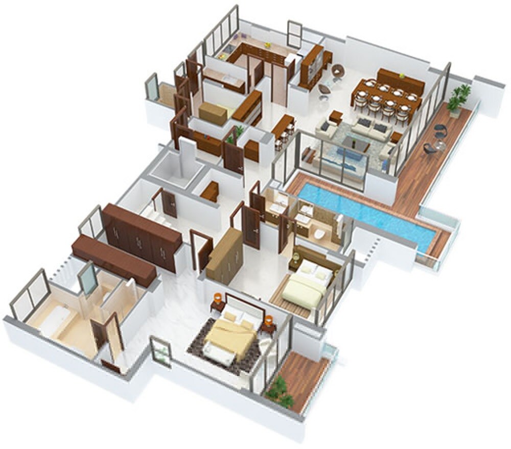 Floor plan of 5 BHK 6640 Sq. Ft. Apartment in Peninsula Land Heights, Bangalore