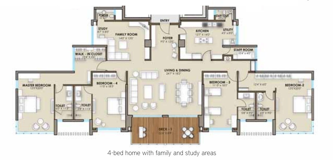 4 BHK 3409 Sq. Ft. Apartment