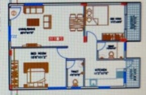 Floor plan of 2 BHK 1090 Sq. Ft. Apartment in Pioneer Eternis, Bangalore