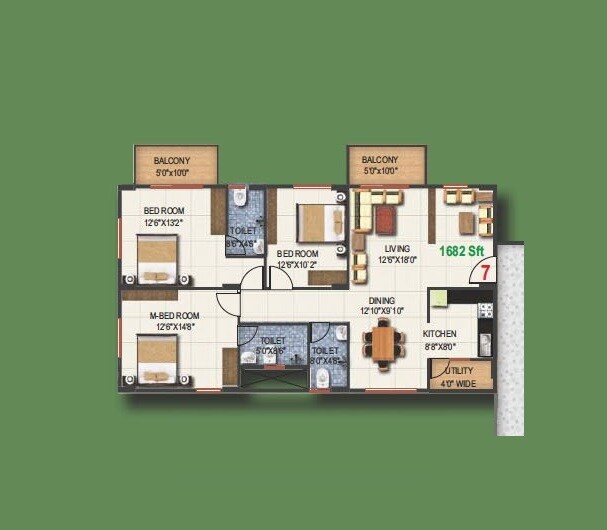 3 BHK 1682 Sq. Ft. Apartment