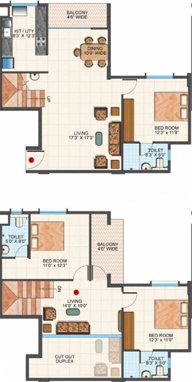 Floor plan of 3 BHK 2230 Sq. Ft. Apartment in Platinum City Lifestyle, Bangalore