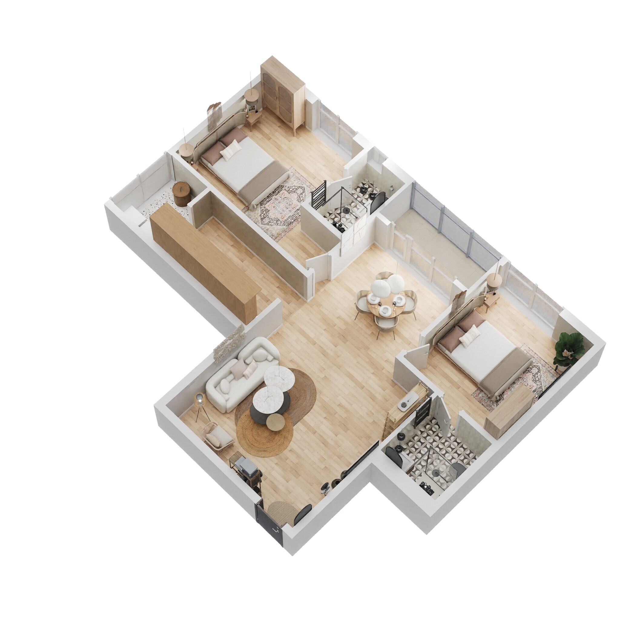 Floor plan of 2 BHK 1220 Sq. Ft. Apartment in Platinum East Woods, Bangalore