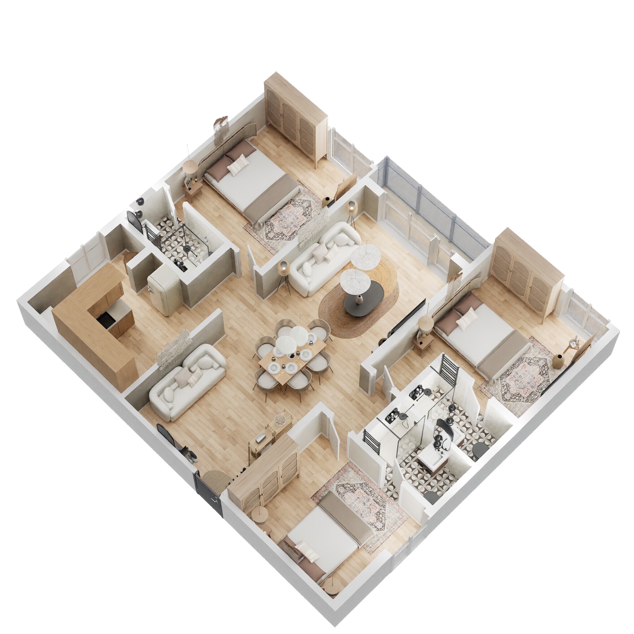 Floor plan of 3 BHK 1497 Sq. Ft. Apartment in Platinum East Woods, Bangalore
