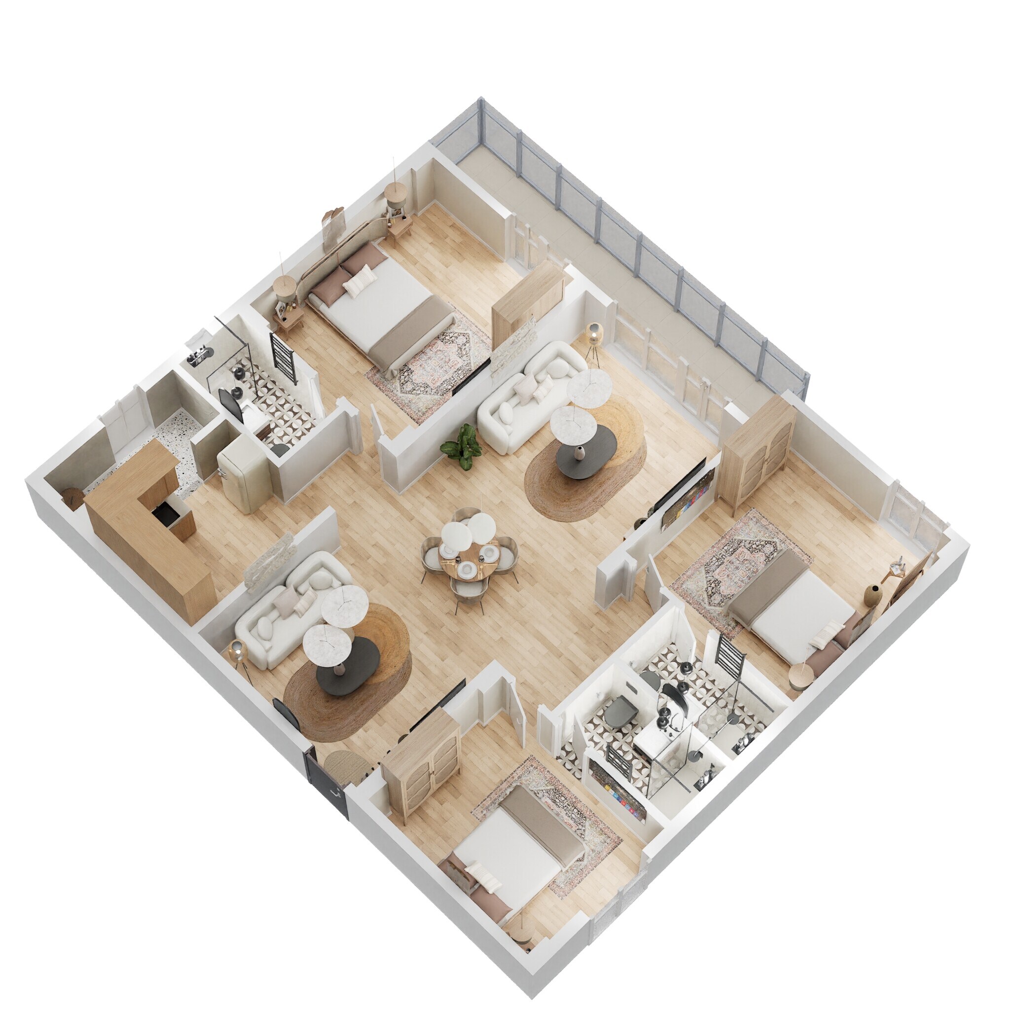 Floor plan of 3 BHK 1731 Sq. Ft. Apartment in Platinum East Woods, Bangalore