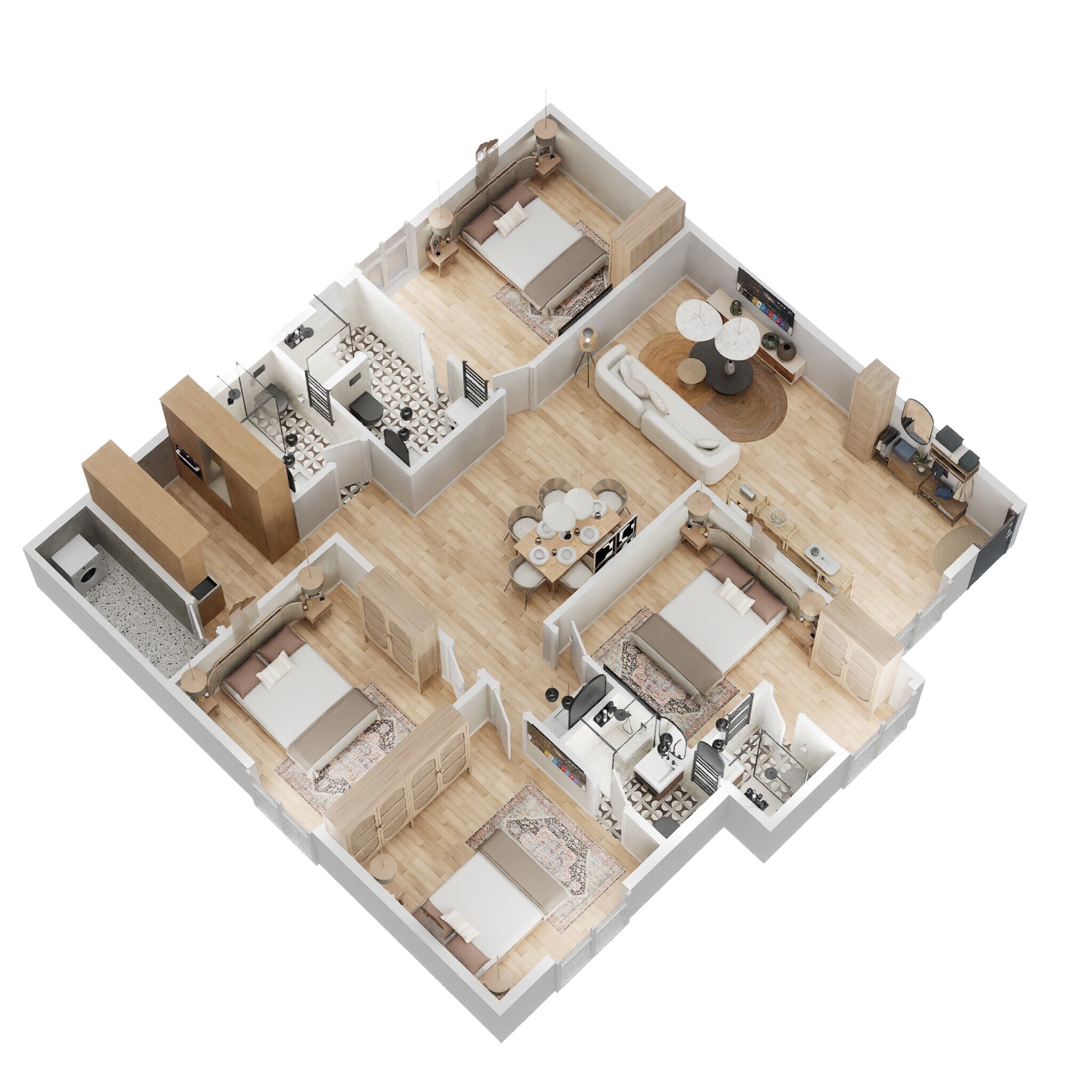 Floor plan of 4 BHK 1871 Sq. Ft. Apartment in Platinum East Woods, Bangalore