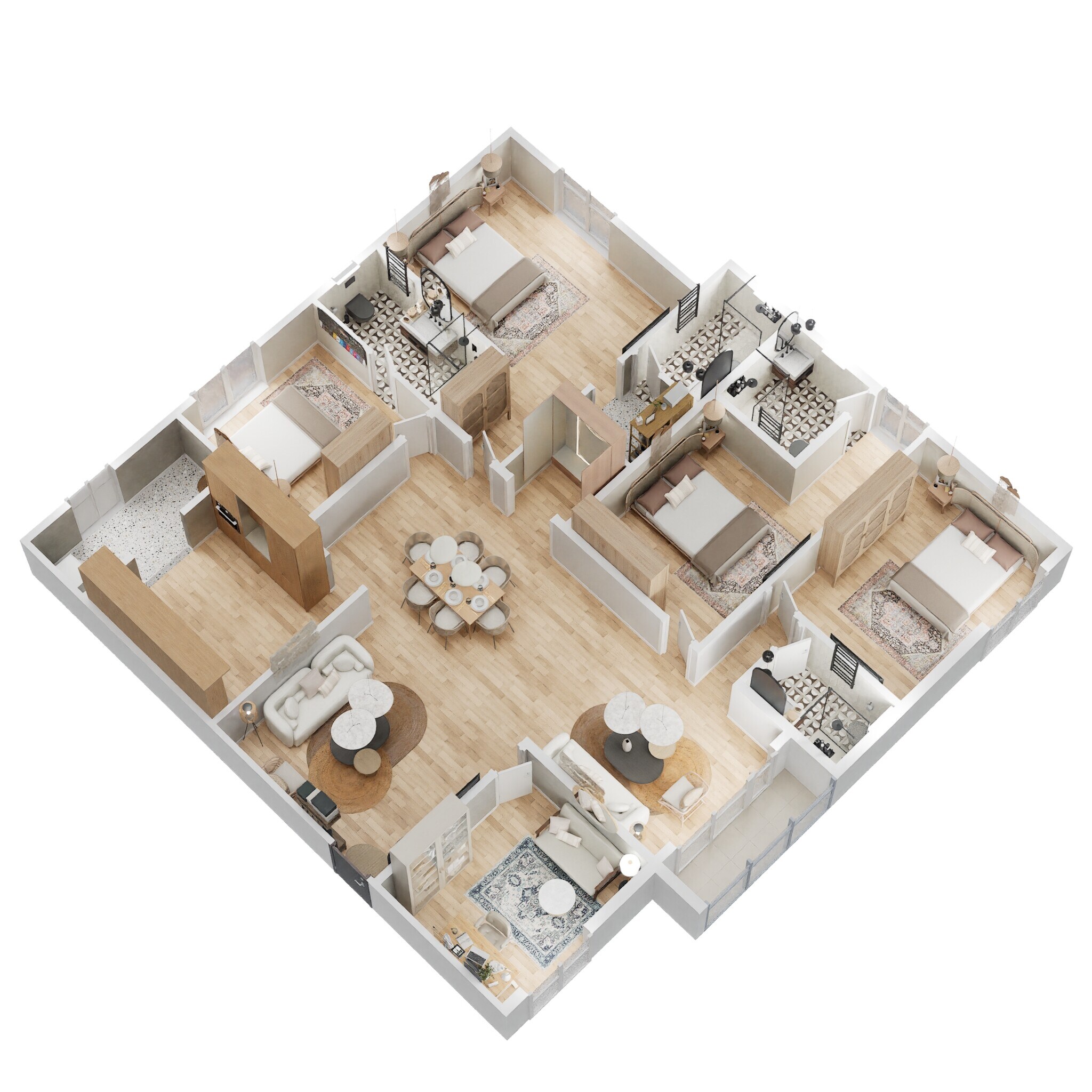Floor plan of 4 BHK 2374 Sq. Ft. Apartment in Platinum East Woods, Bangalore