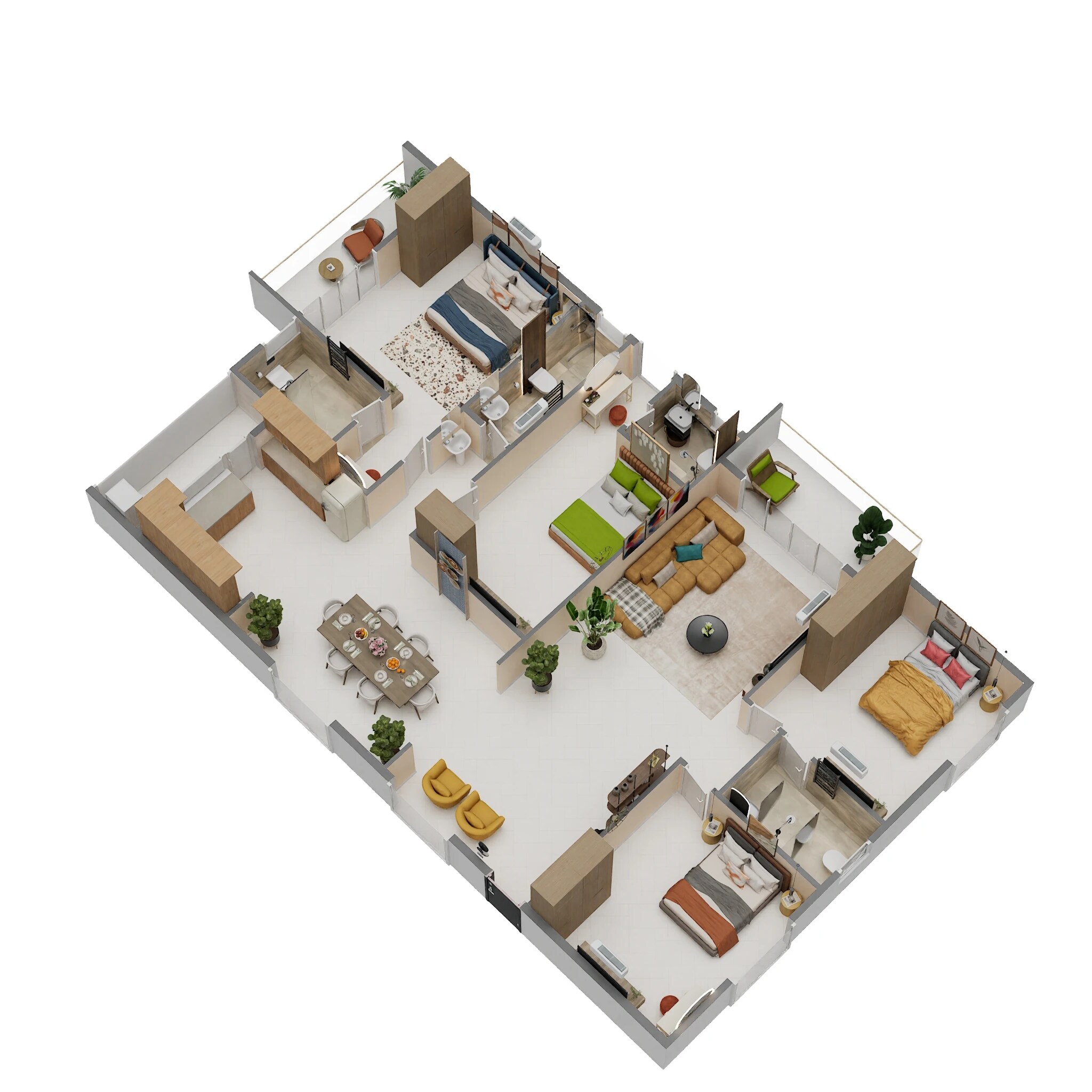 Floor plan of 4 BHK 2385 Sq. Ft. Apartment in Platinum Landmark, Bangalore