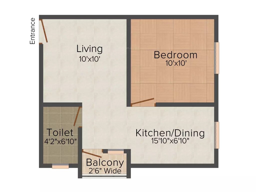 1 BHK 535 Sq. Ft. Apartment
