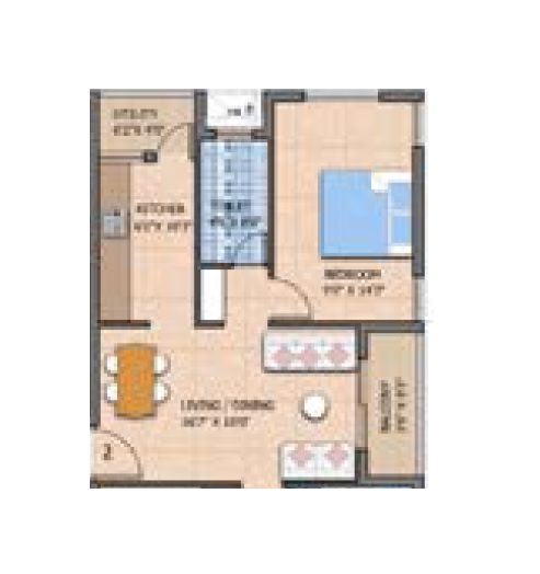 1 BHK 509 Sq. Ft. Apartment in Pragna Ashraya