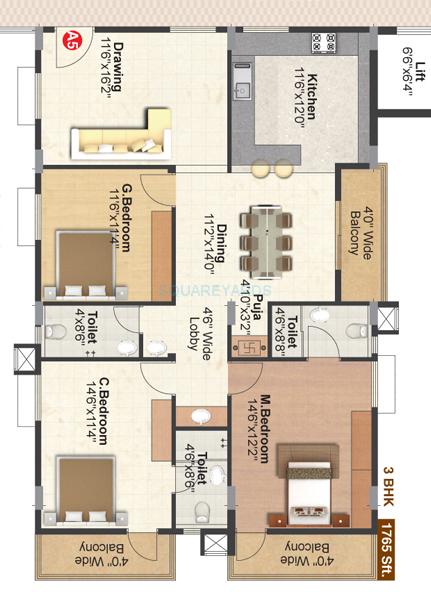 pranava gitaaar apartment 3bhk 1765sqft 1