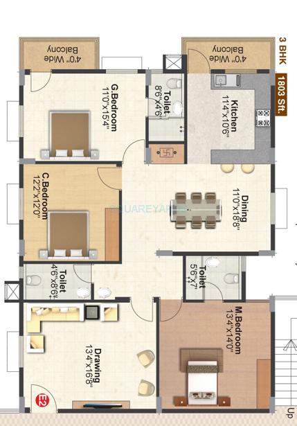 3 BHK 1803 Sq. Ft. Apartment