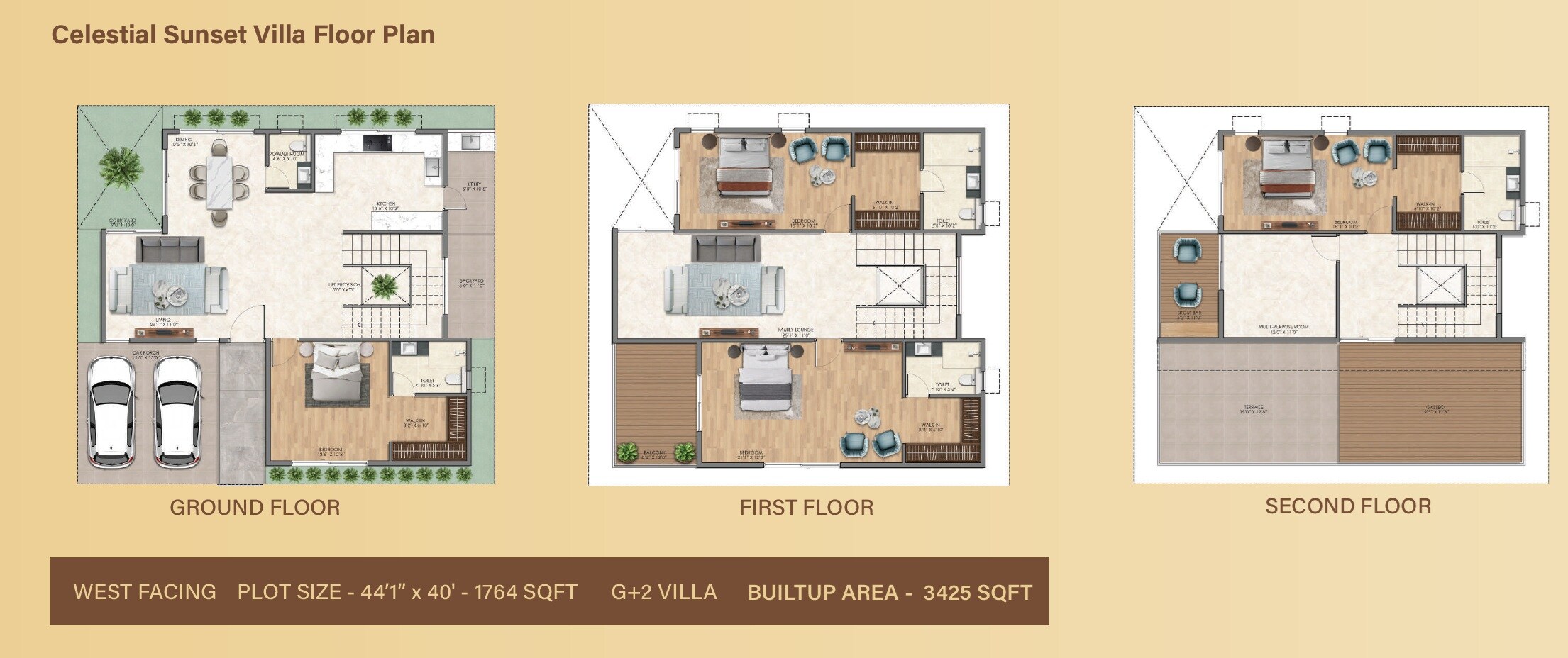 Floor plan of 4 BHK 3425 Sq. Ft. Villa in Prayuktha Earth Soul, Bangalore