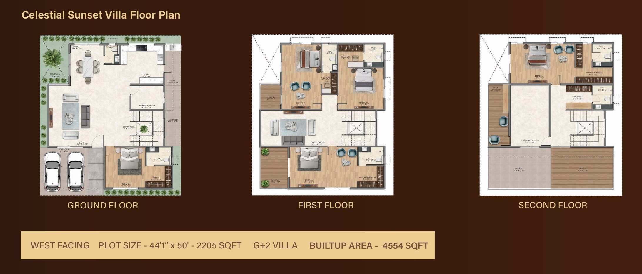 Floor plan of 5 BHK 4554 Sq. Ft. Villa in Prayuktha Earth Soul, Bangalore