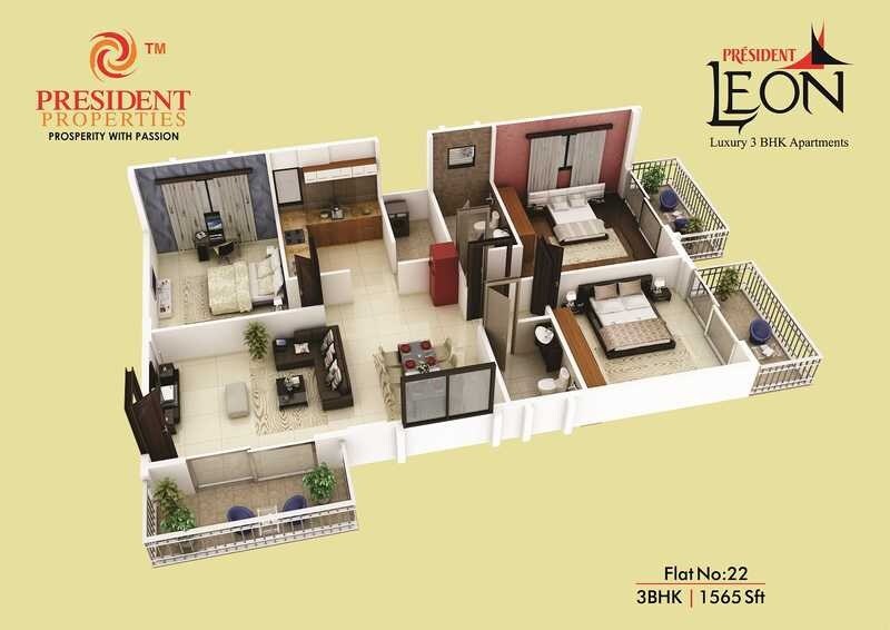 3 BHK 1565 Sq. Ft. Apartment