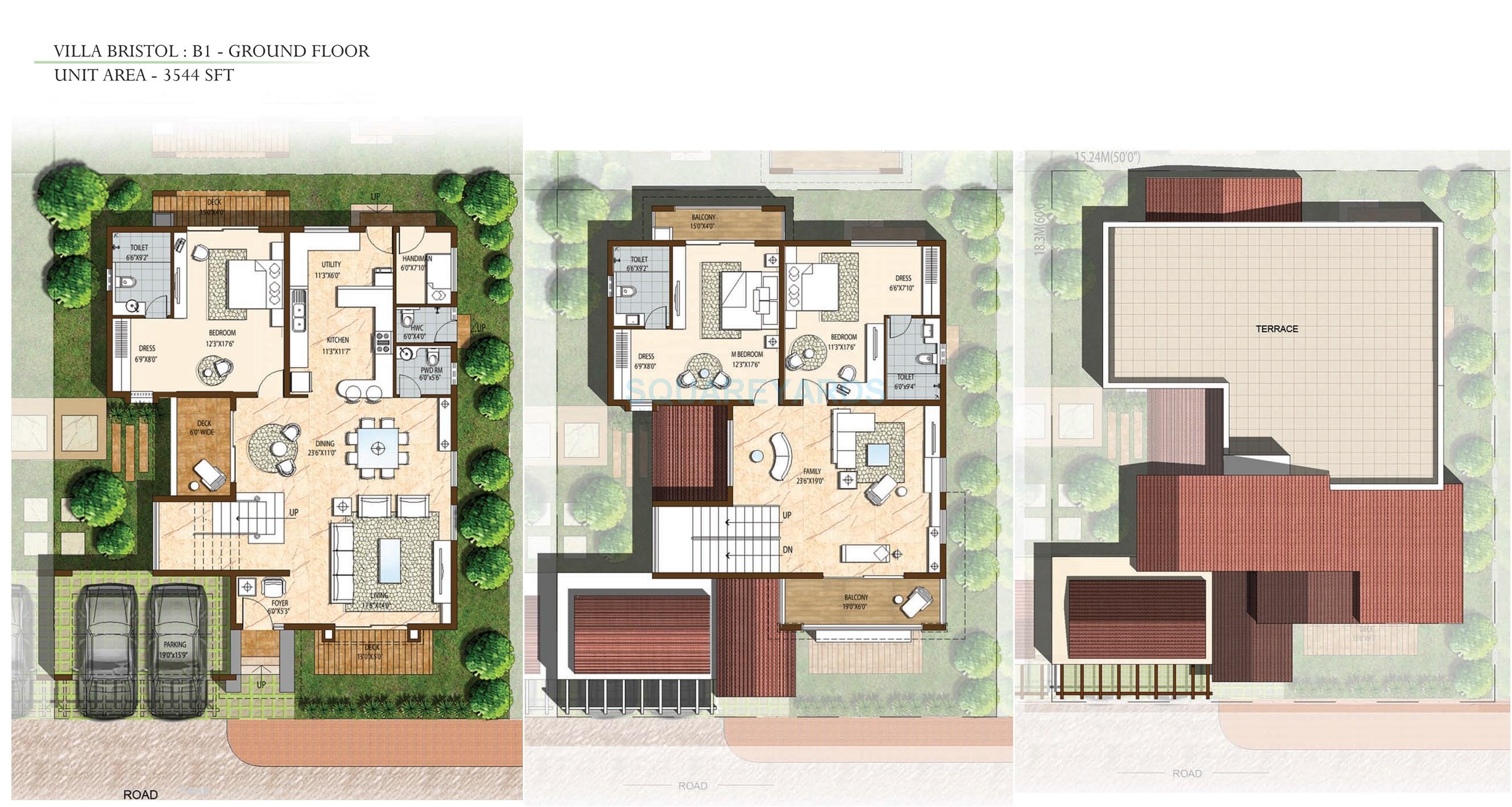 Floor plan of 3 BHK 3544 Sq. Ft. Villa in Prestige Augusta Golf Village, Bangalore