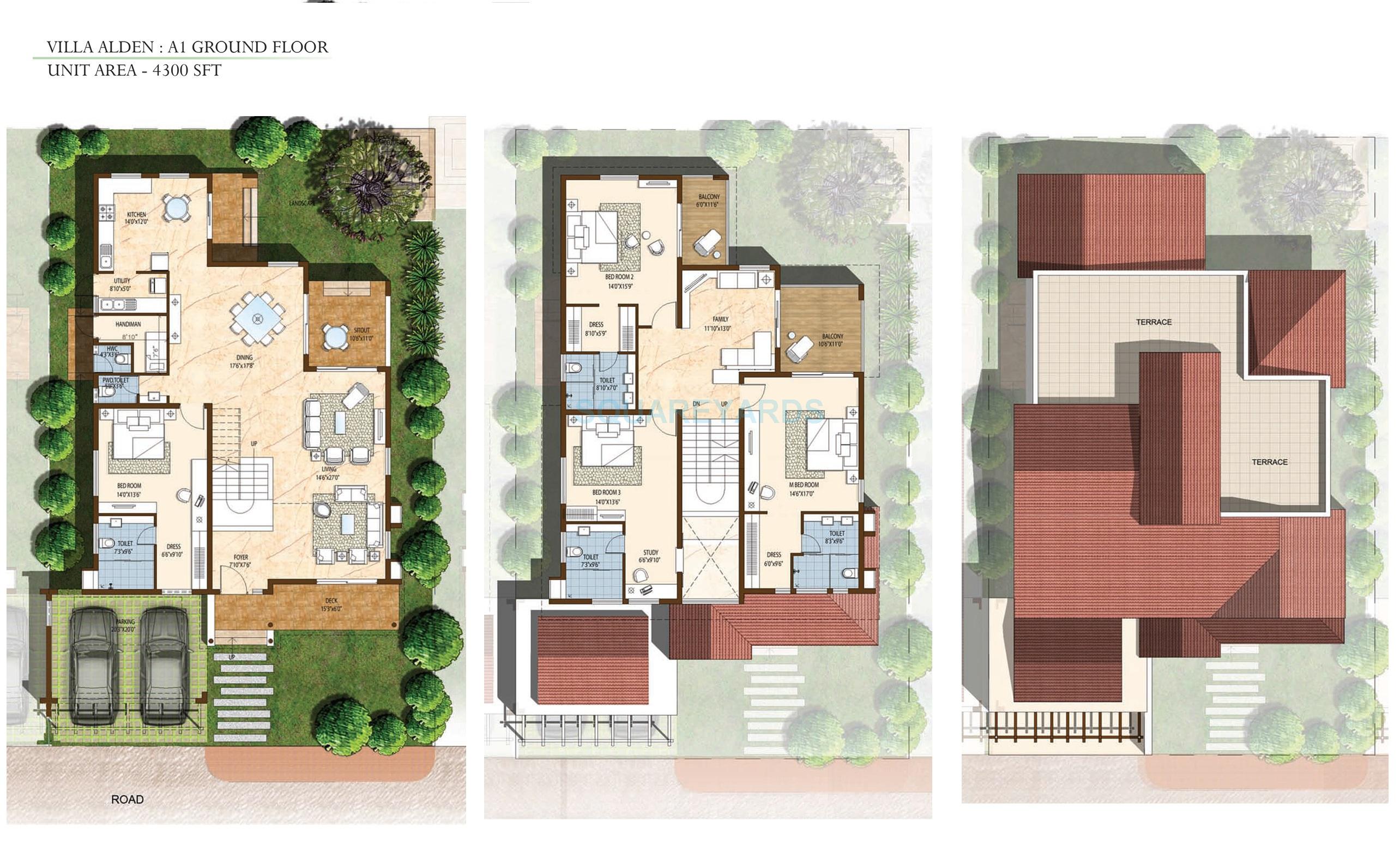 Floor plan of 4 BHK 4300 Sq. Ft. Villa in Prestige Augusta Golf Village, Bangalore