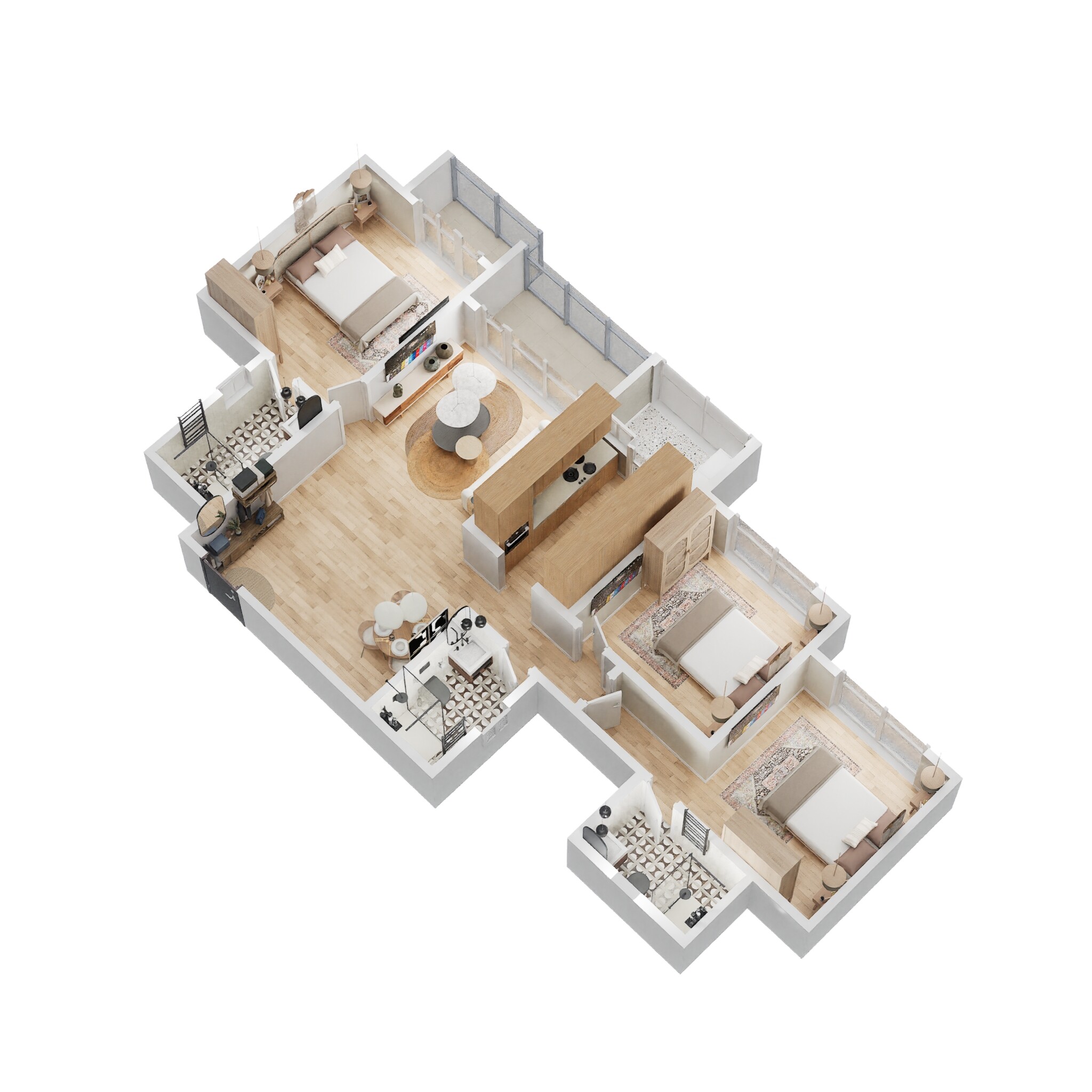 Floor plan of 3 BHK 1898 Sq. Ft. Apartment in Avalon Park At The Prestige City, Bangalore