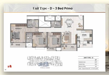  3 BHK Apartment at Prestige Camden Gardens, Thanisandra Main Road – for Sale