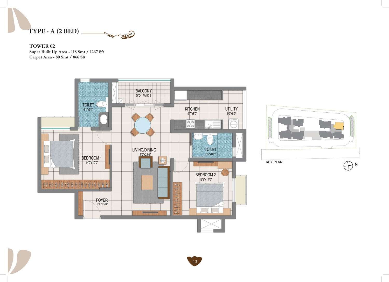 2 BHK 1267 Sq. Ft. Apartment in Prestige Dolce Vita