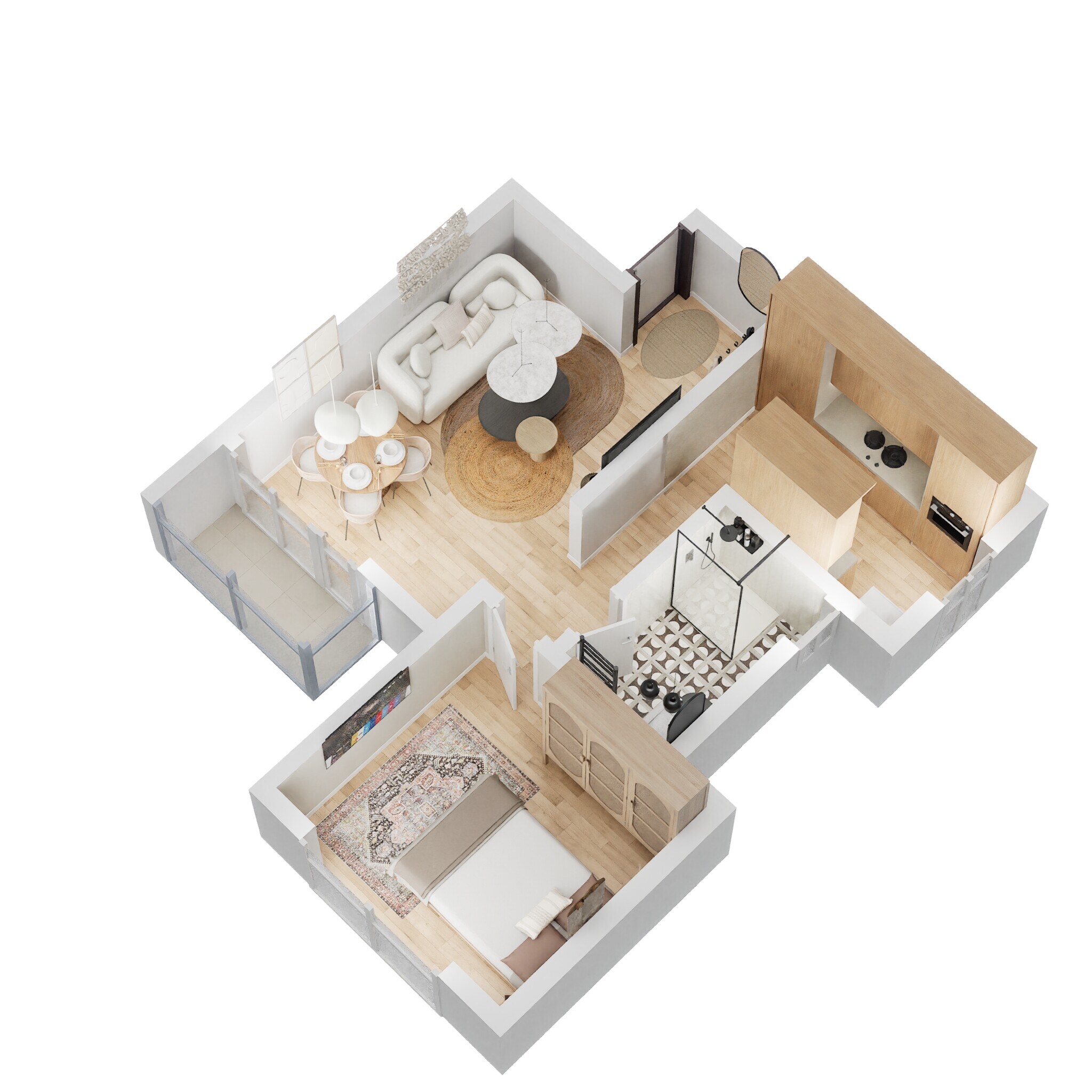 Floor plan of 1 BHK 634 Sq. Ft. Apartment in Eden Park At The Prestige City, Bangalore