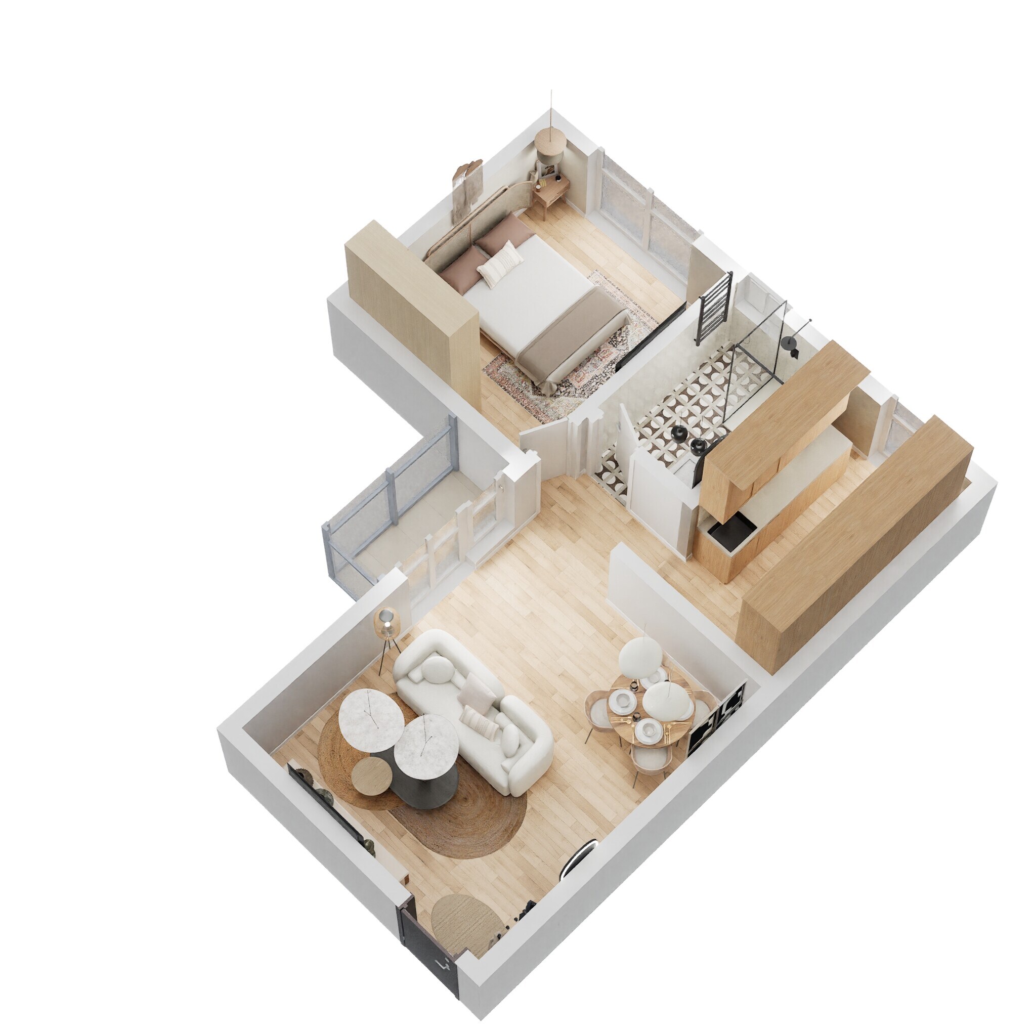 Floor plan of 1 BHK 666 Sq. Ft. Apartment in Eden Park At The Prestige City, Bangalore
