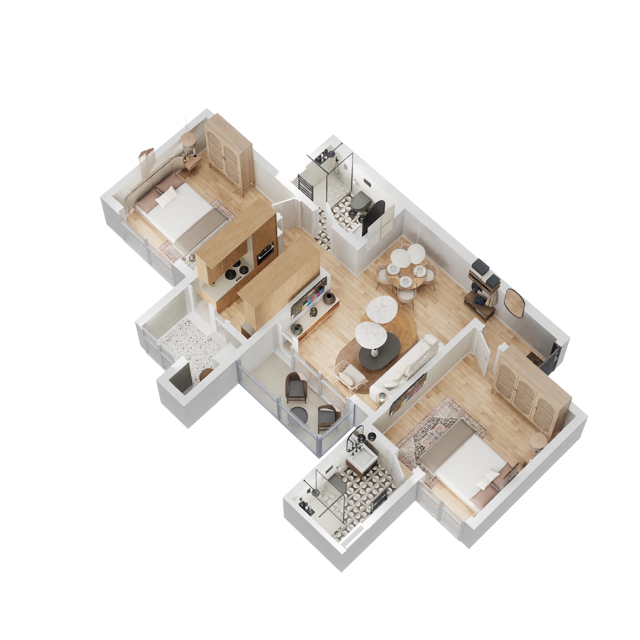 Floor plan of 2 BHK 944 Sq. Ft. Apartment in Eden Park At The Prestige City, Bangalore