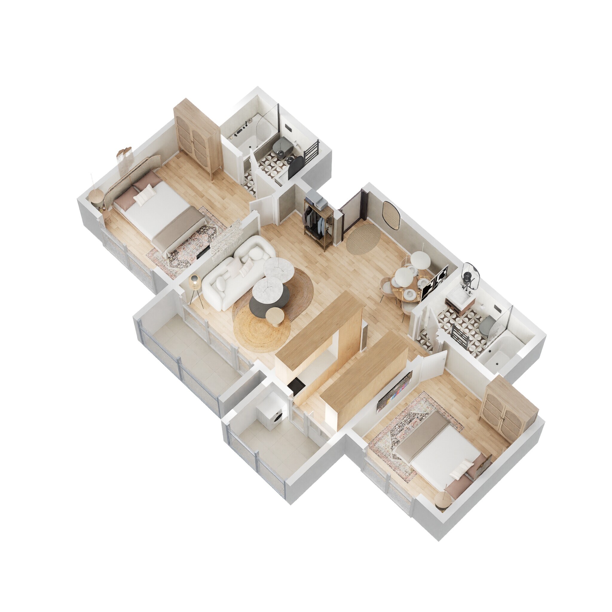 Floor plan of 2 BHK 974 Sq. Ft. Apartment in Eden Park At The Prestige City, Bangalore