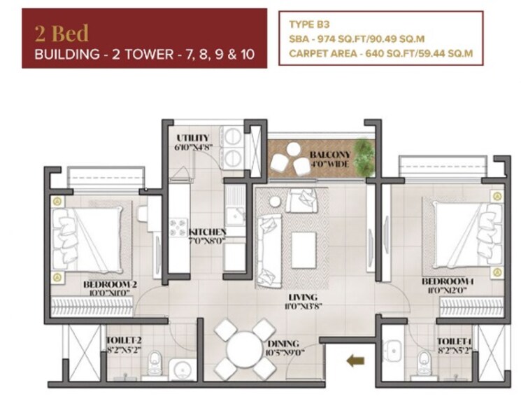 Other, eden-park-at-the-prestige-city 2 Bedroom 974 Sq.Ft. Apartment In Sarjapur Road Bangalore 8818619