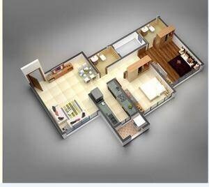 Floor plan of 2 BHK 1450 Sq. Ft. Apartment in Prestige Exotica, Bangalore