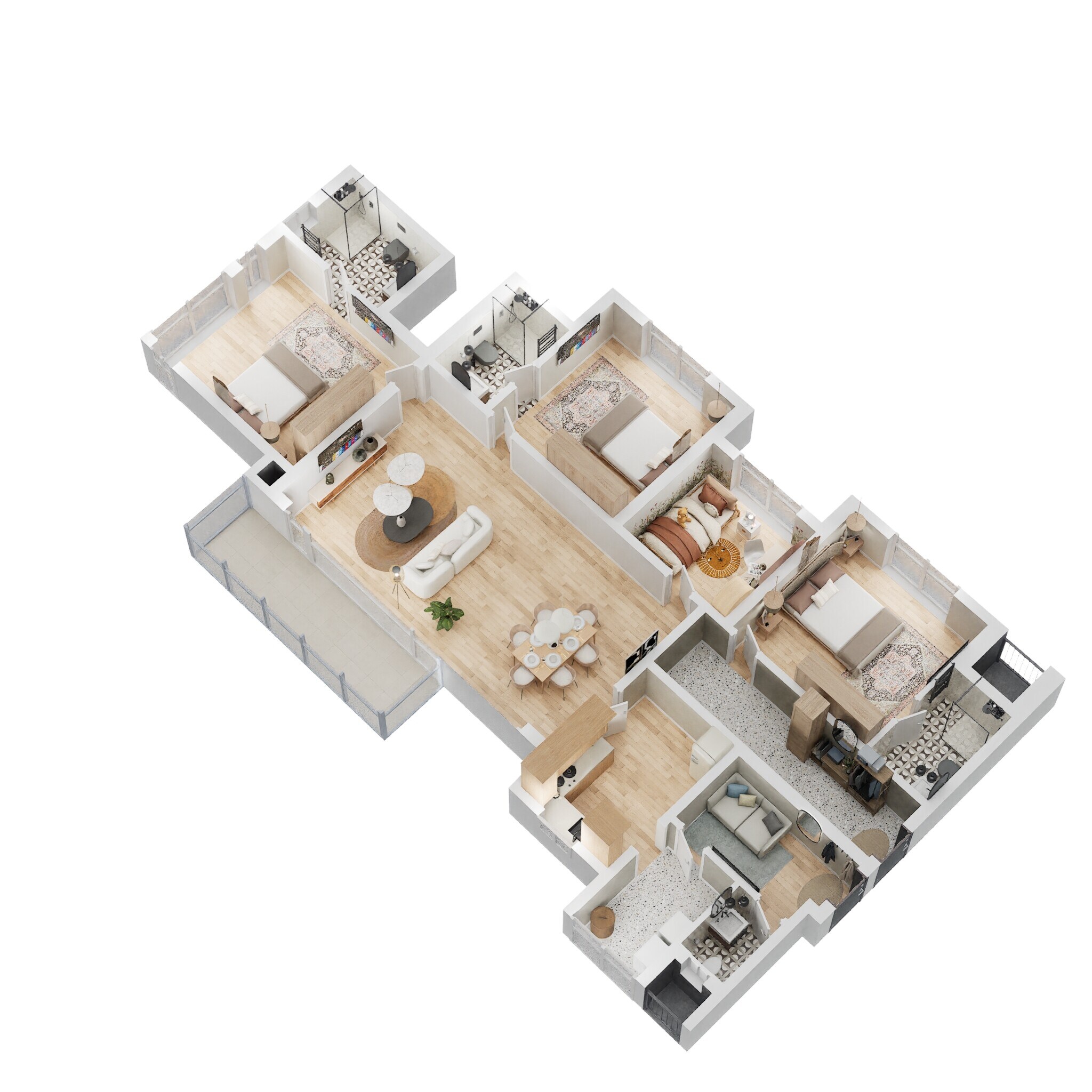 Floor plan of 3 BHK 2221 Sq. Ft. Apartment in Prestige Fairfield, Bangalore