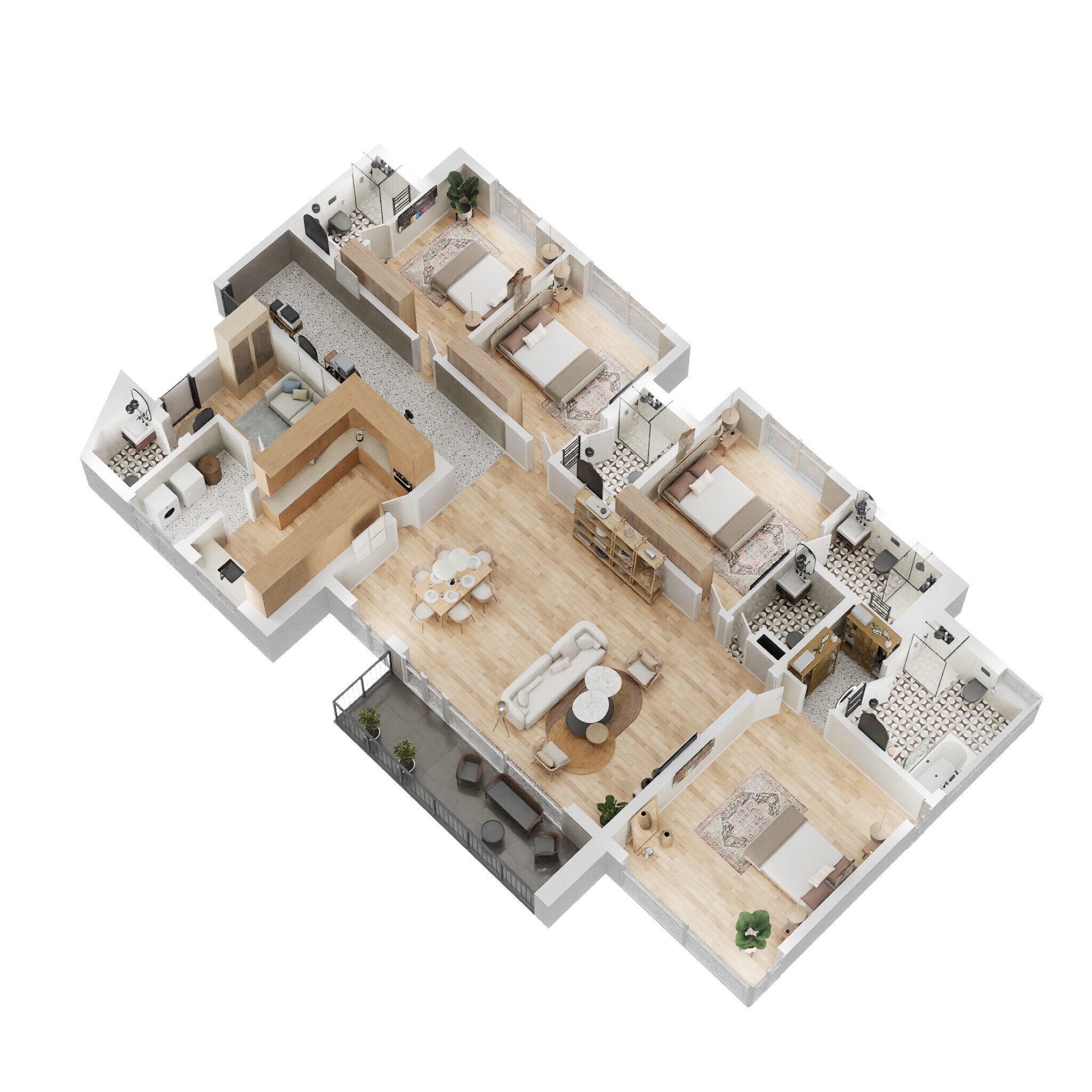 Floor plan of 4 BHK 2824 Sq. Ft. Apartment in Prestige Fairfield, Bangalore