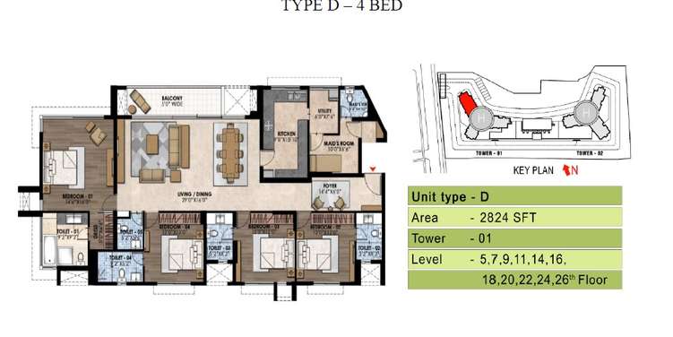 prestige fairfield apartment 4bhk sq 2824sqft 1
