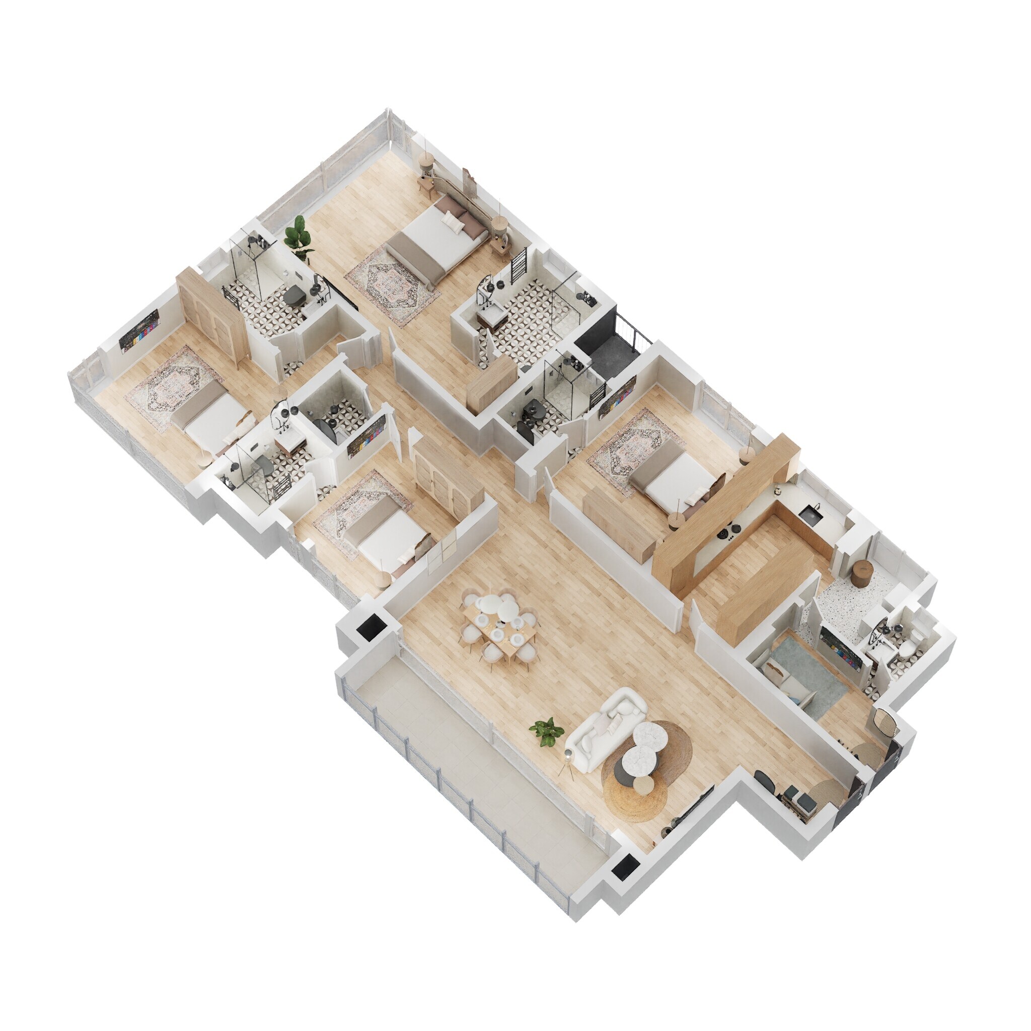 Floor plan of 4 BHK 2911 Sq. Ft. Apartment in Prestige Fairfield, Bangalore