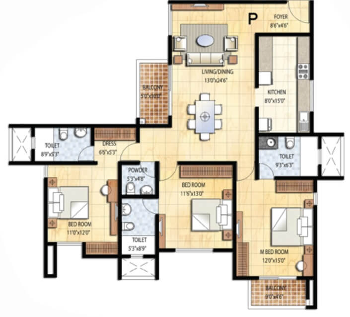 Prestige Falcon City Floor Plans - Konanakunte, Bangalore