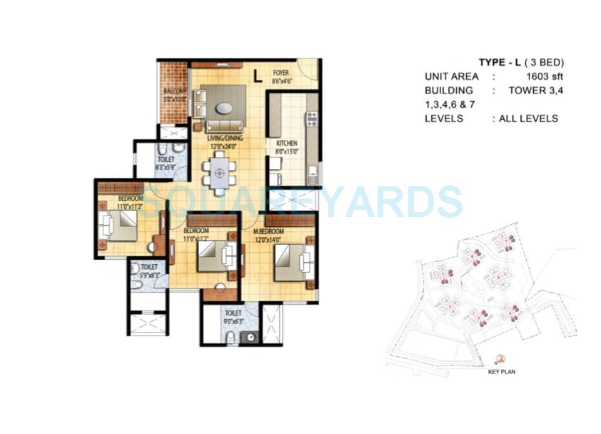 Other, prestige-falcon-city 3 Bedroom 1603 Sq.Ft. Apartment In Konanakunte Bangalore 9536161