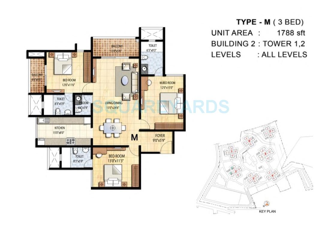Other, prestige-falcon-city 3 Bedroom 1788 Sq.Ft. Apartment In Konanakunte Bangalore 9094659