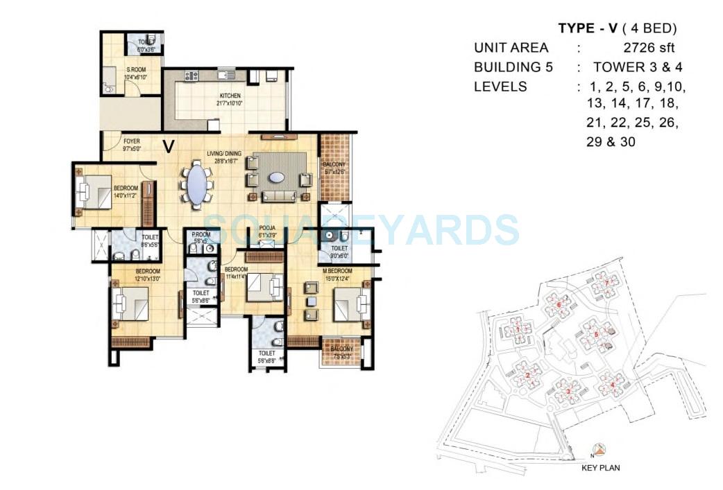  4 BHK Apartment at Prestige Falcon City, Konanakunte – for Rent