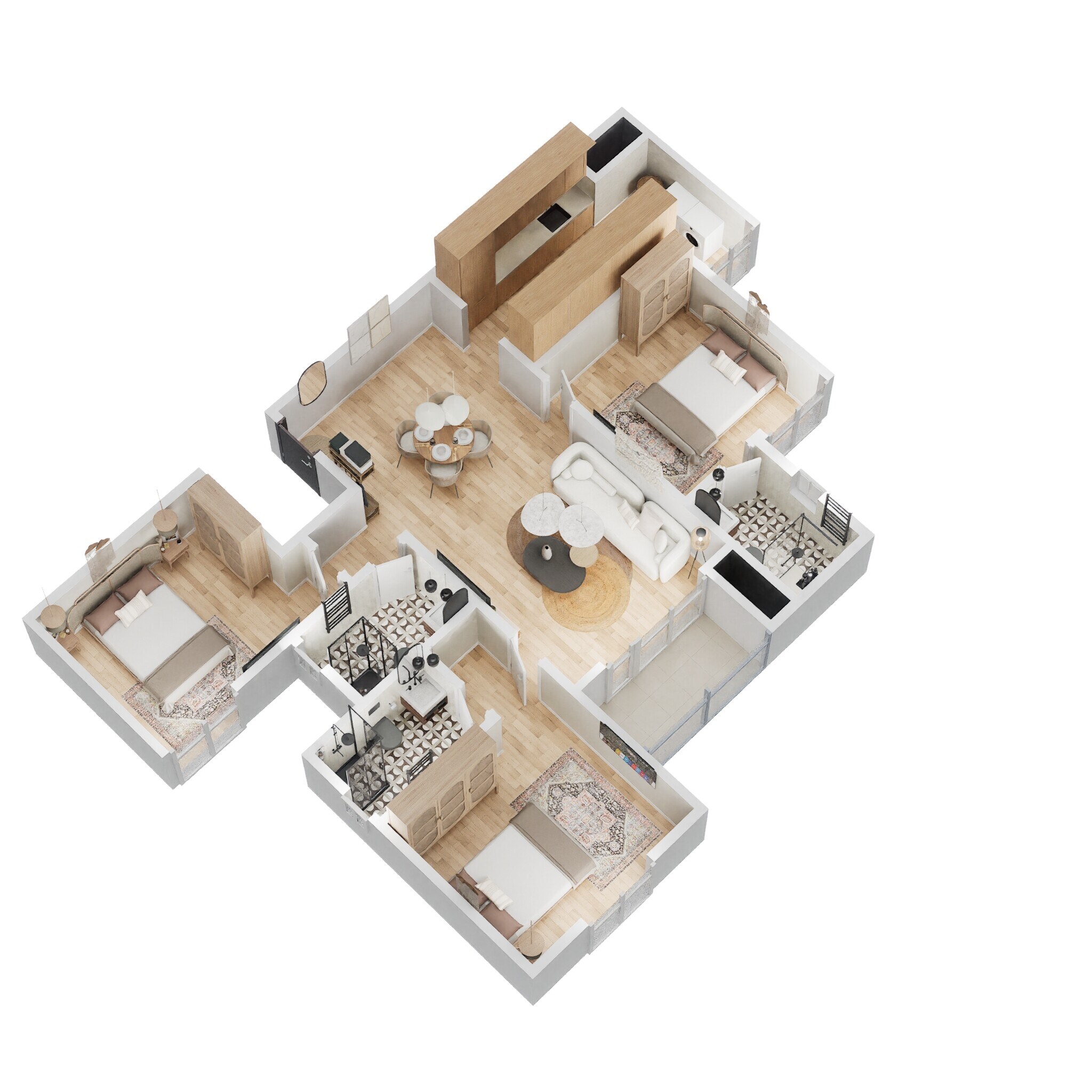 Floor plan of 3 BHK 1431 Sq. Ft. Apartment in Prestige Finsbury Park Regent, Bangalore
