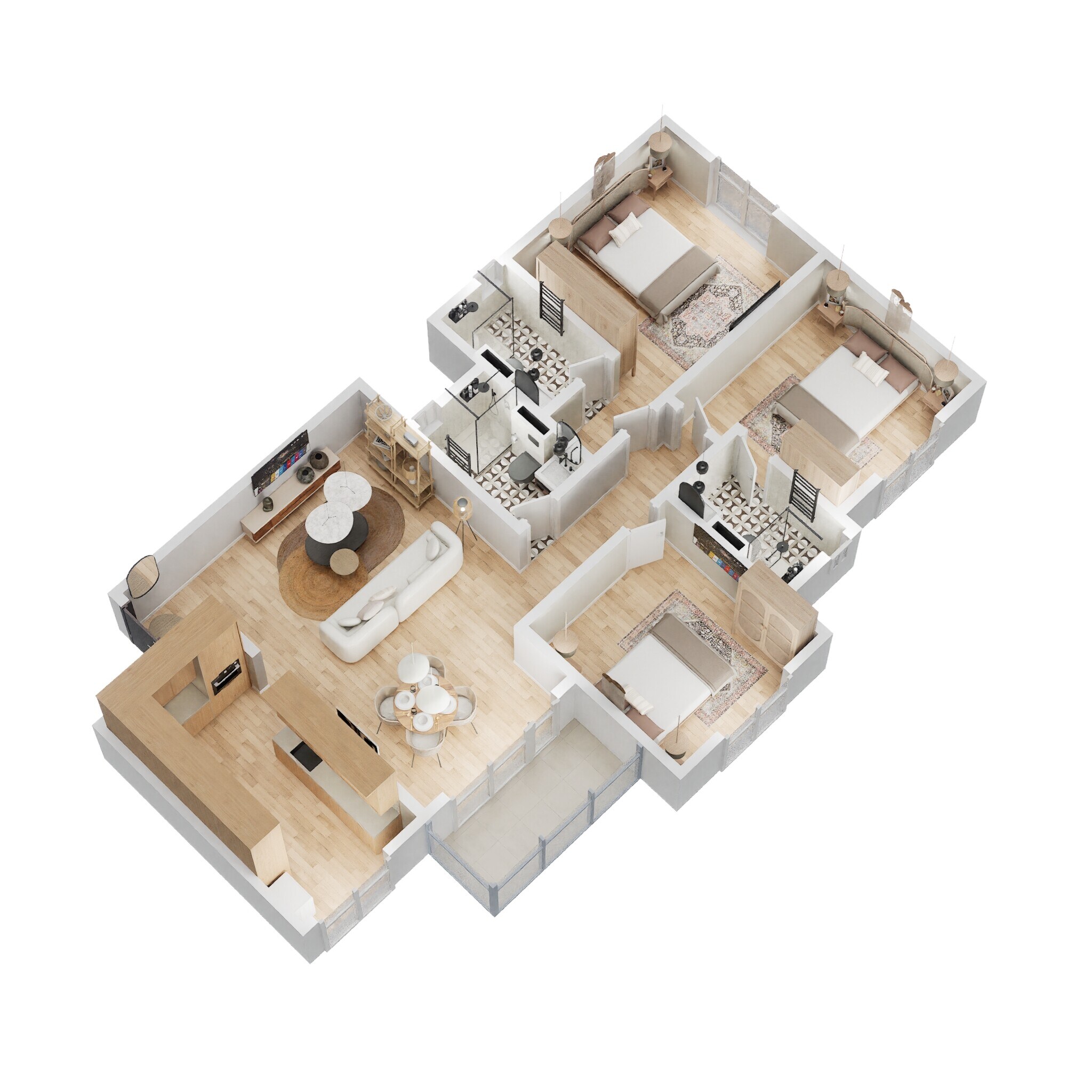Floor plan of 3 BHK 1473 Sq. Ft. Apartment in Prestige Finsbury Park Regent, Bangalore