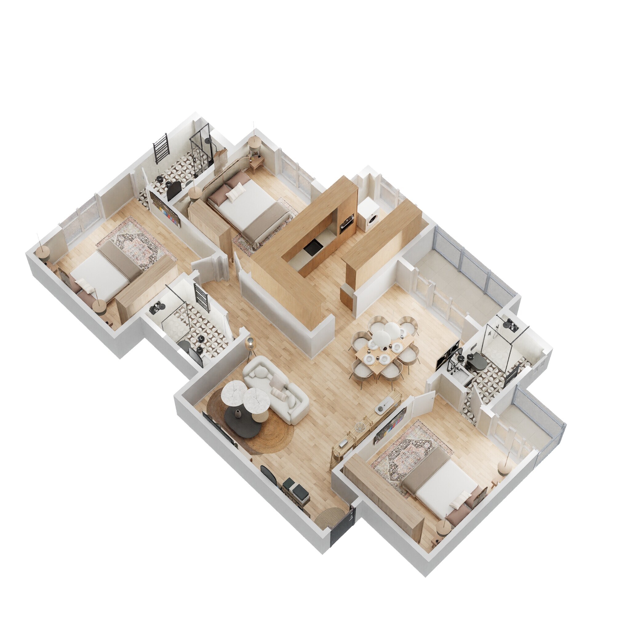 Floor plan of 3 BHK 1552 Sq. Ft. Apartment in Prestige Finsbury Park Regent, Bangalore
