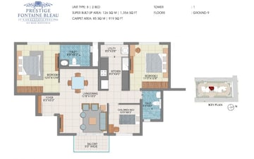 3 BHK Apartment at Prestige Fontaine Bleau, Whitefield – for Rent