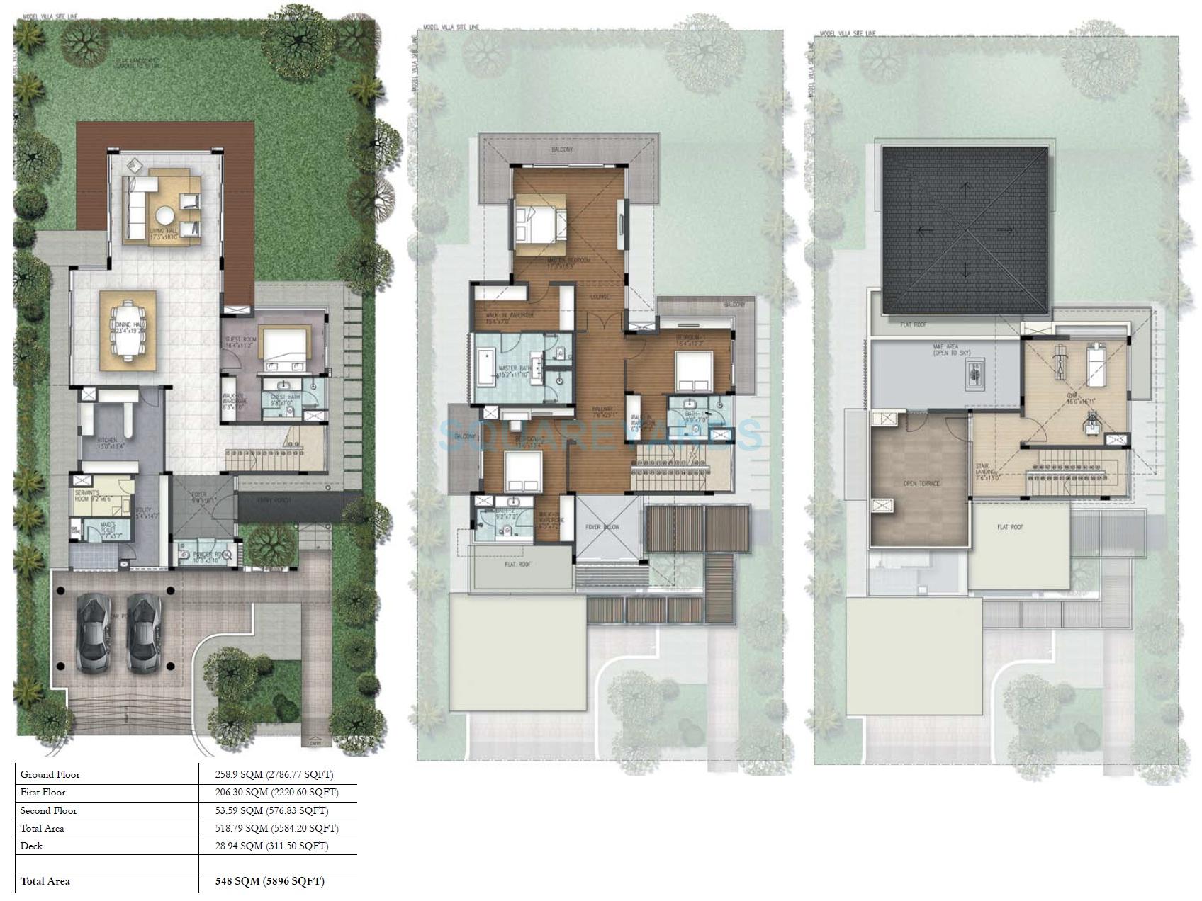 Floor plan of 4 BHK 5896 Sq. Ft. Villa in Prestige Golfshire, Bangalore