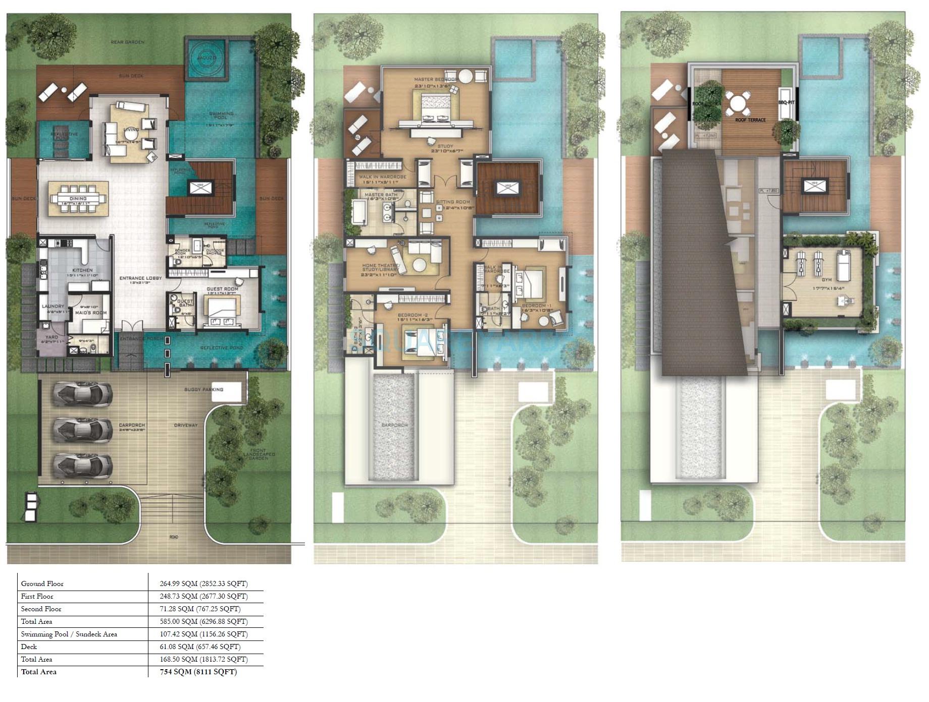 Floor plan of 4 BHK 8111 Sq. Ft. Villa in Prestige Golfshire, Bangalore