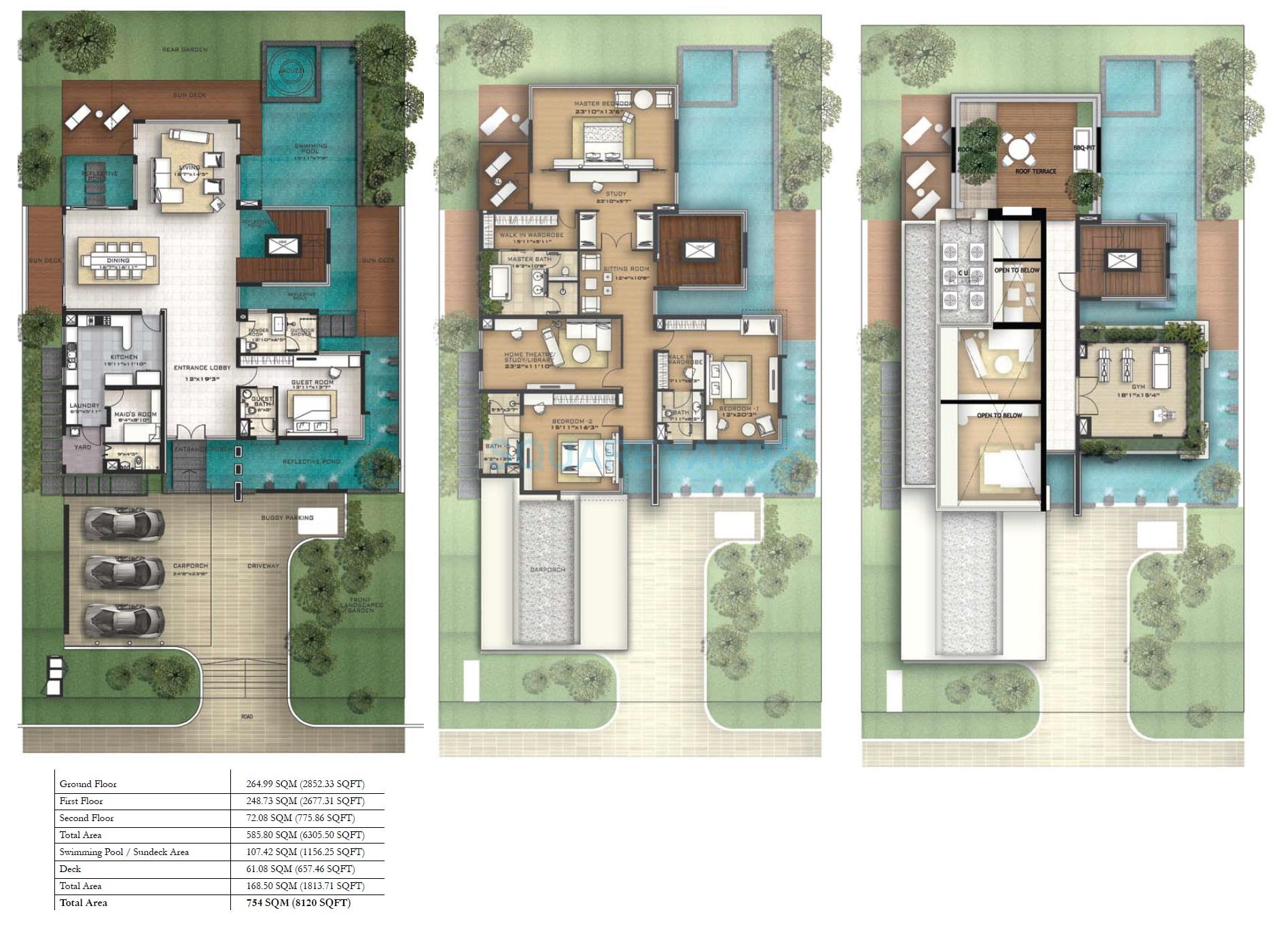 Floor plan of 4 BHK 8120 Sq. Ft. Villa in Prestige Golfshire, Bangalore