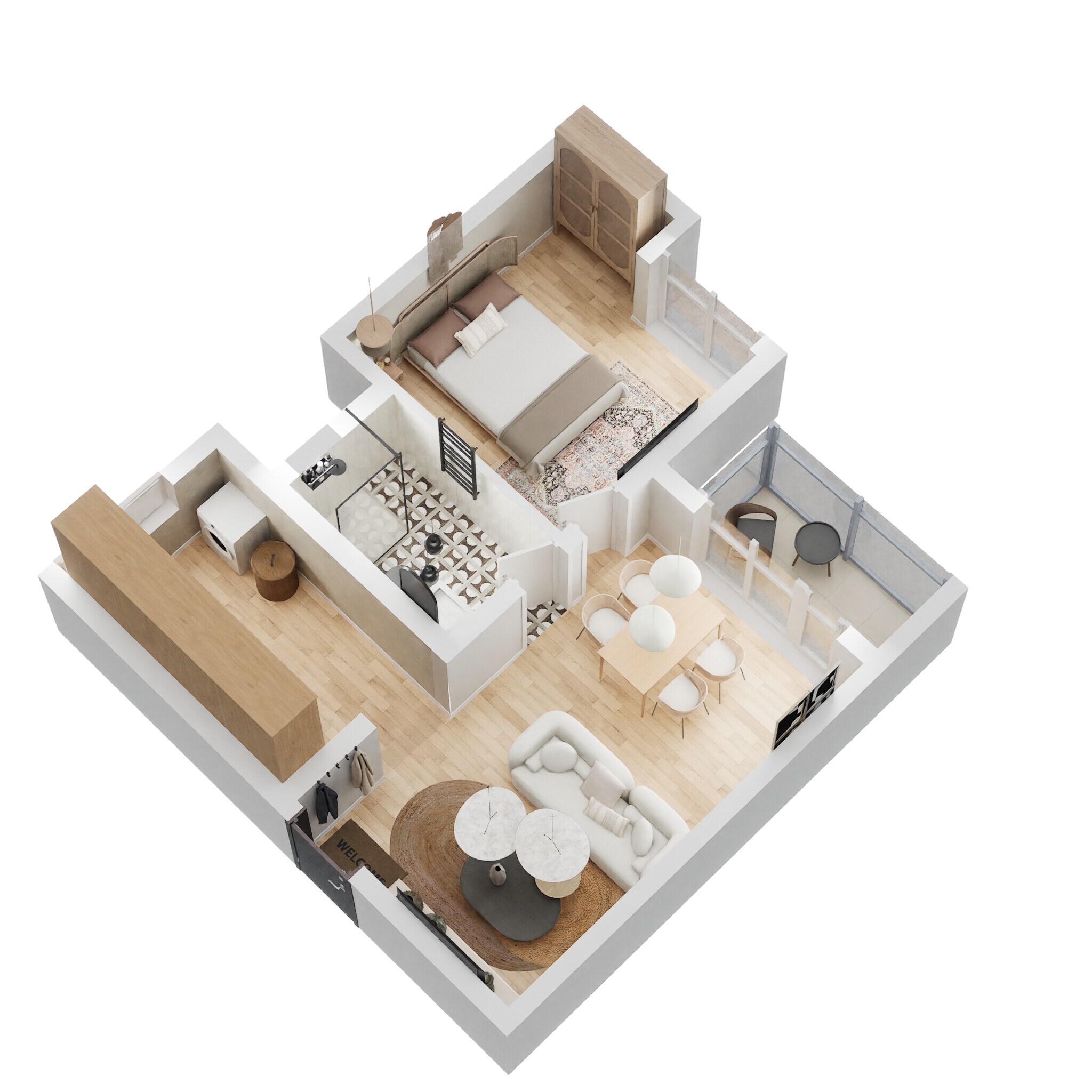 Floor plan of 1 BHK Apartment - 661 sq. ft. in Prestige Green Gables, Bangalore
