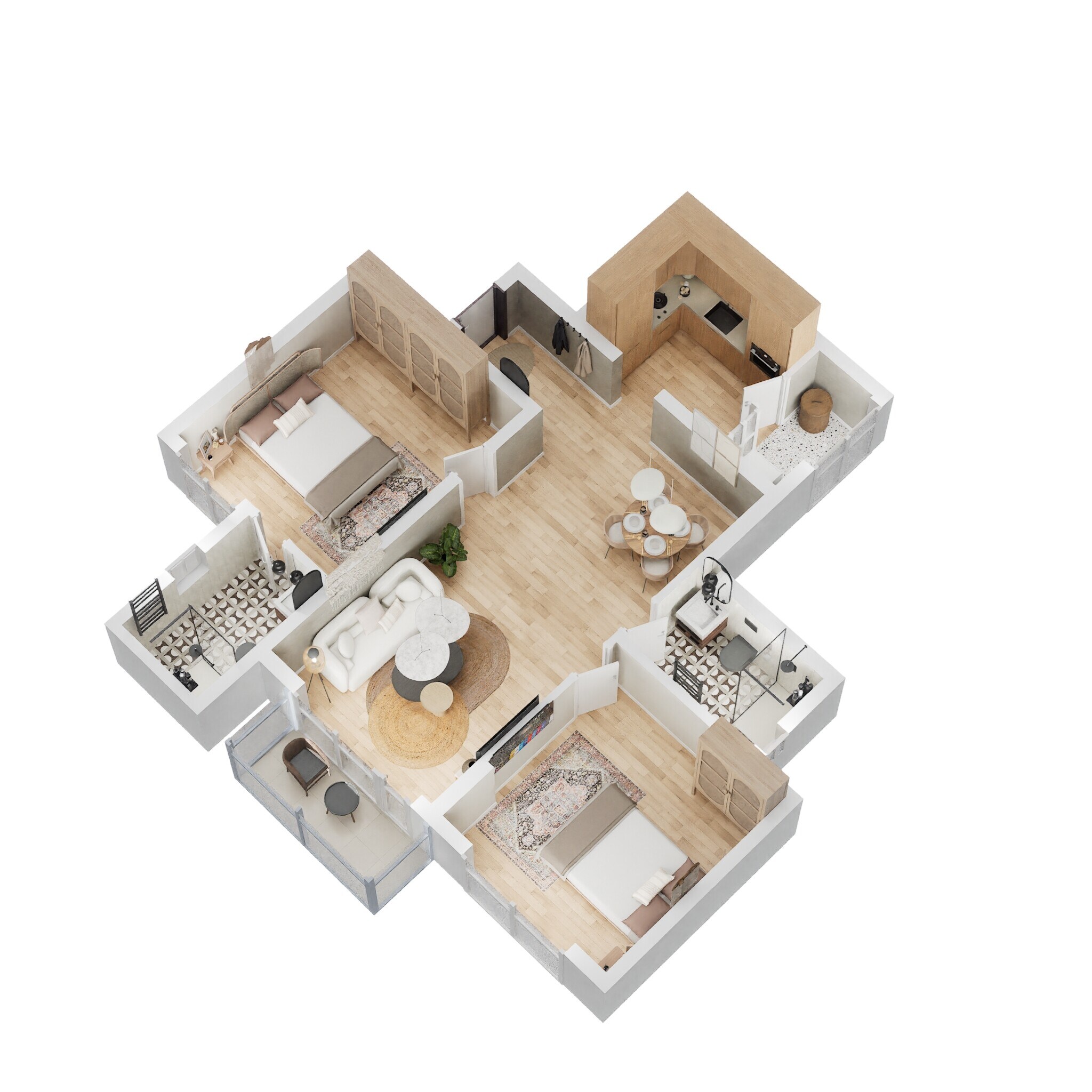 Floor plan of 2 BHK Apartment - 1102 sq. ft. in Prestige Green Gables, Bangalore