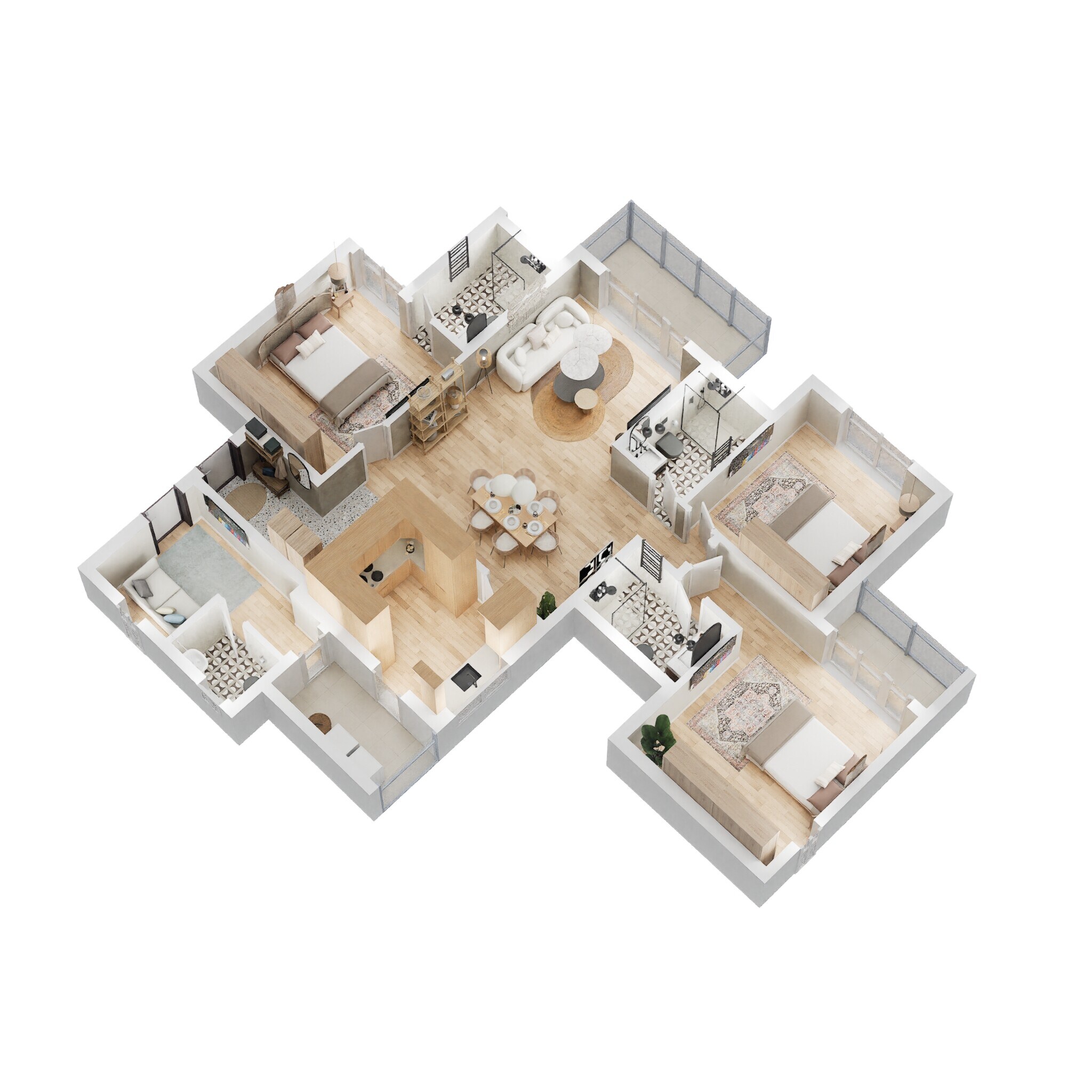 Floor plan of 3 BHK Apartment - 1910 sq. ft. in Prestige Green Gables, Bangalore